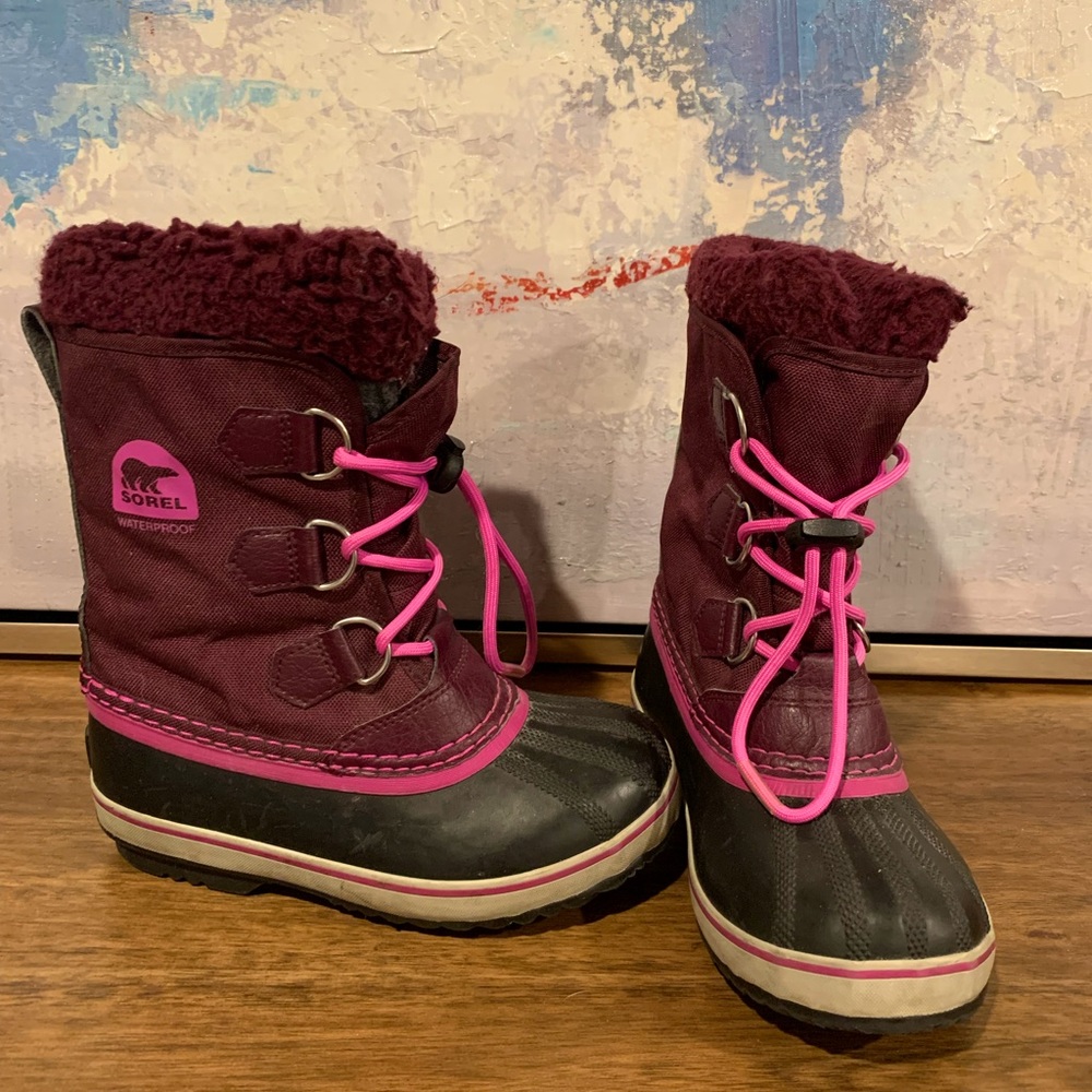 Girls Purple/Pink Sorel Waterproof Snow Boots Size 1